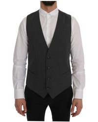 Dolce & Gabbana - Chaleco de algodón gris con rayas STAFF - Lyst