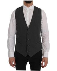 Dolce & Gabbana - Staff gilet in cotone a righe - Lyst