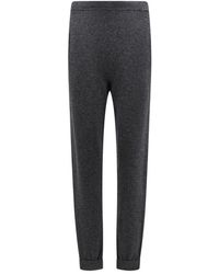Saint Laurent - Pantalones Grises De Talle Alto Con Puños Acanalados, Mujer, Talla - Lyst