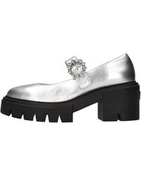 Stuart Weitzman - Schoenen ,Grijs ,Leer Leren Ballerina's Met Strass - Lyst
