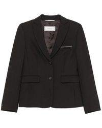 Peserico - Jassen ,Bruin ,Katoen Blazer Met Kraaltjes - Lyst