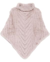 Liu Jo - Beiger Poncho Mit Chevron-Muster Aus Kunstpelz - Lyst