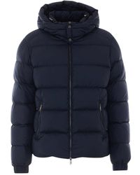 Add - Jassen ,Blauw ,Leer Donsjack Met Capuchon - Lyst