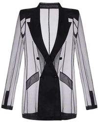 Elisabetta Franchi - Schwarzer Doppelreihiger Organza-Blazer - Lyst