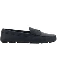 Prada - Lederloafer Mit Gummisohle - Lyst