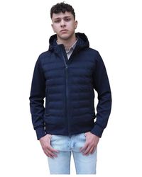 People Of Shibuya - Blaue Kapuzenjacke Mit Gesteppter Vorderseite Und Federfüllung - Lyst