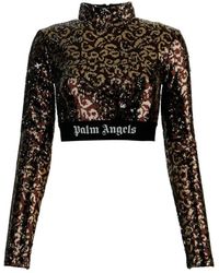 Palm Angels - Pailletten rollkragen langarmshirt - Lyst