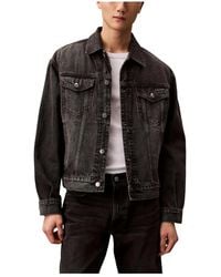 Calvin Klein - Jassen ,Zwart ,Katoen 90S Trucker Jacket - Lyst
