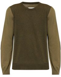 Maison Margiela - Two-Tone Wollen Trui Met Ronde Hals - Lyst