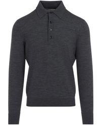 Tom Ford - Maglia polo melange grigio scuro - Lyst