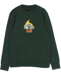 Huf - Hoodies & Sweatvesten ,Groen ,Katoen Donkergroene Crewneck Sweatshirt Lange Mouwen - Lyst