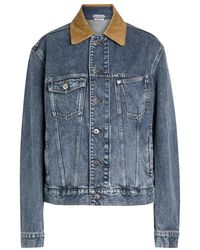 JW Anderson - Jassen ,Blauw ,Denim Corduroy Collar Denim Jacket - Lyst