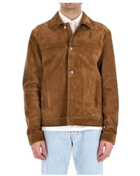 Jacob Cohen - Braune Wildleder Truckerjacke - Lyst