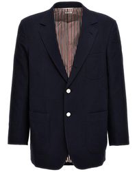 Thom Browne - Jassen ,Blauw ,Wol Single-Breasted Seersucker Blazer - Lyst