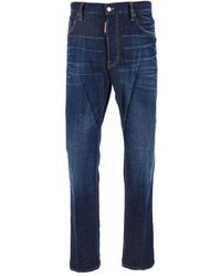 DSquared² - Blaue denim stretch jeans mit logo patch - Lyst