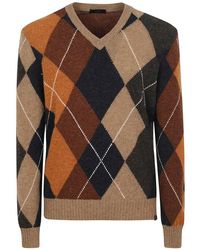 Fay - V-Hals Gebreide Kleding - Lyst