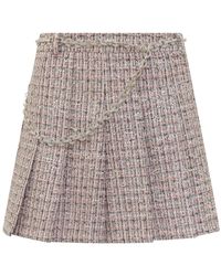 Self-Portrait - Rokken ,Roze ,Tweed Roze Tweed Mini Rok Met Juweelkettingversiering - Lyst