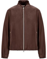 Herno - Jassen ,Bruin ,Polyester Zip Up Satin Jacket - Lyst
