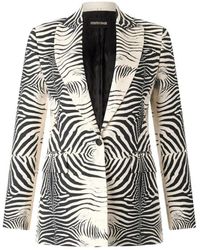 Roberto Cavalli - Blazer Mit Weißem Tigerdruck Und Jaguarfutter - Lyst