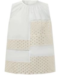 Marni - Overhemden ,Wit ,Katoen Broderie Anglaise Mouwloze Blouse - Lyst