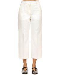 Liviana Conti - Broeken ,Wit ,Leer Punto Milano Straight-Leg Broeken - Lyst