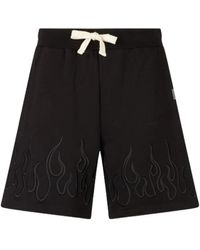 Vision Of Super - Schwarze shorts mit bestickten schwarzen flammen - Lyst