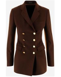 Tagliatore 's Jacket Made Of Brown Cashmere And Characterized By Classic Lapels, Long Sleeves, Flap Pockets On The Front, - Bruin