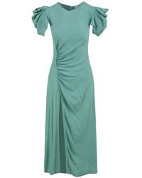Mar De Margaritas - Kleedjes ,Blauw ,Blauwe Midi Jurk Met Draperie En Knopen - Lyst