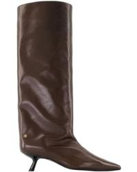 Anine Bing - Schoenen ,Bruin ,Leer Bruine Leren Laarzen Met Puntneus - Lyst