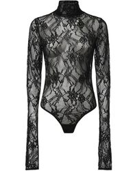 ANDAMANE - Body Met Hoge Hals En Kant - Lyst