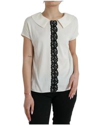 Dolce & Gabbana - Overhemd Hort Leeve Ilk Bloue Peter Pan Kraag - Lyst
