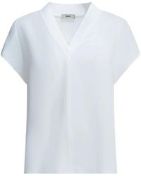 Herno - Overhemden ,Wit ,Blouse Met V-Hals En Korte Mouwen - Lyst