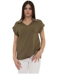 Liu Jo - Overhemden ,Groen ,Katoen V-Hals Polo Shirt 100% Katoen - Lyst