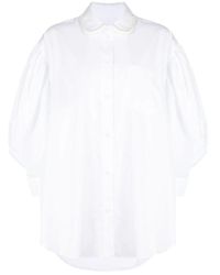 Simone Rocha - Weißes baumwoll-popeline-hemd mit harzperlen-dekoration,weiße baumwollpopeline-bluse mit harzperlen-detail - Lyst
