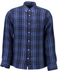GANT - Blauw Button-Down Katoenen Overhemd - Lyst