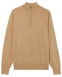 Brooks Brothers - Truien & Vesten ,Bruin ,Wol Merino Wol Trui Met Halve Rits - Lyst
