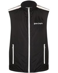 Palm Angels - Gilet con stampa del logo - gilet in cotone nero e bianco per - Lyst