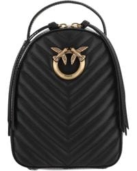 Pinko - Zaino in pelle con logo e cerniera - Lyst