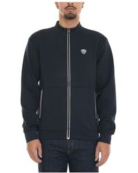 EA7 - Contrast Zip Sweatshirt Met Zijlogo - Lyst