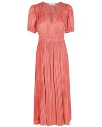 Ulla Johnson - Kleedjes ,Oranje ,Polyester Audra Jurk Met Pofmouwen - Lyst