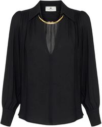 Elisabetta Franchi - Georgette Blouse Met Juweeldetail - Lyst