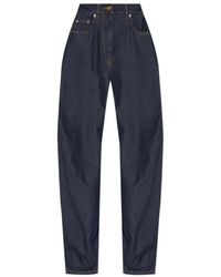 Versace - Jeans ,Blauw ,Katoen Wijde Broek - Lyst