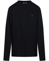 Ami Paris - Tops ,Zwart ,Katoen Adc Long Sleeve T-Shirt - Lyst