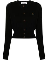 Vivienne Westwood - Cardigan nero con ricamo logo orb - Lyst