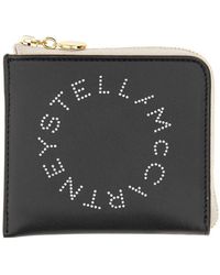Stella McCartney - Accessoires ,Zwart ,Leer Logo Zip Around Portemonnee - Lyst