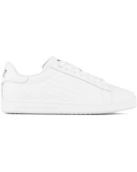 EA7 - Witte Leren Sneakers Met Adelaarslogo - Lyst
