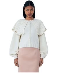 Chloé - Truien & Vesten ,Wit ,Wol Wool-And-Cashmere-Blend Cardigan - Lyst