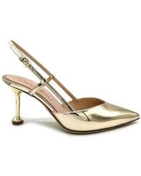 Ninalilou - Schoenen ,Geel ,Leer Spiegel Platina Leren Slingback Hakken - Lyst
