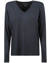 Majestic Filatures - T-shirt grigio ferro con scollo a v e maniche lunghe - Lyst