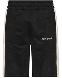 Palm Angels - Korte Broeken ,Zwart ,Polyester Shorts Met Geborduurd Logo - Lyst
